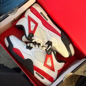 Jordan Women's Sneakers in White, Red, and Black